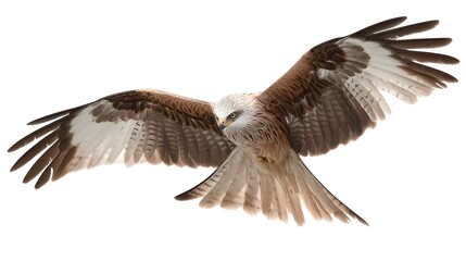 Obraz premium Kite bird hovering in air with sharp eyes, mid-hunt pose, isolated on transparent background