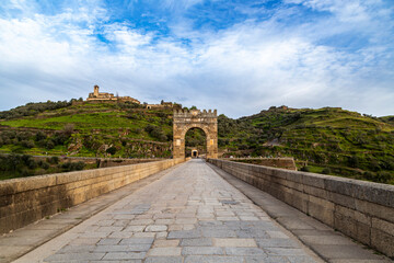Grand 2nd-Century Roman Bridge of Alcántara with Triumphal Arch in Spain
