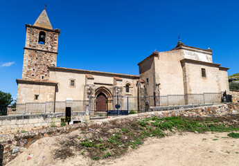 Church of San Martín Obispo in Medellín, Badajoz, Spain, which dates back to the 13th century and features Gothic architectural elements.