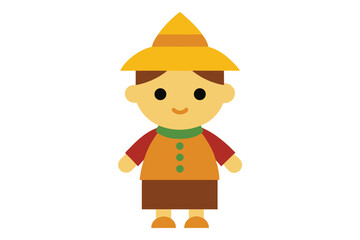 Jute dolls in traditional village attire with cultural details vector art illustration