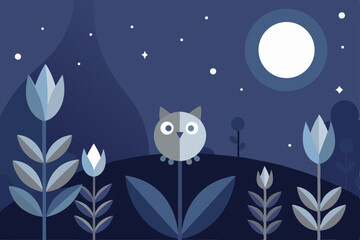 magical moon garden with silver plants  glowing 