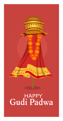 Happy Gudi Padwa Vector Illustration Set - Gudi & Kalash Banners-02
