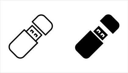 Usb flash drive vector icon set. Usb disk simbol on white background
