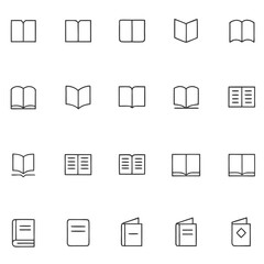 Obraz premium Set of book icons in various styles on white background