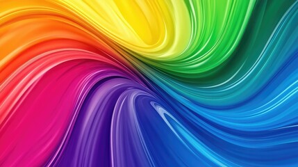 Fototapeta premium Abstract wavy lines in vibrant rainbow tones flowing across a smooth surface