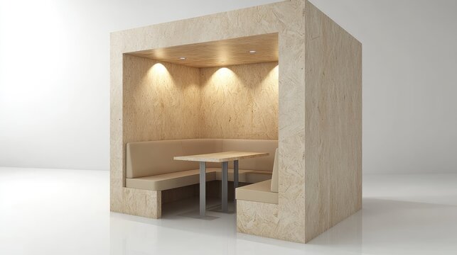 Cozy minimal kitchen nook with integrated seating and light wood finishes