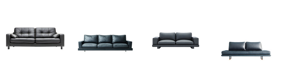 Fototapeta premium Modern, minimalist sofa designs showcasing a variety of elegant forms and colors, perfect for contemporary living spaces, emphasizing style, comfort, and chic aesthetics in home decor.