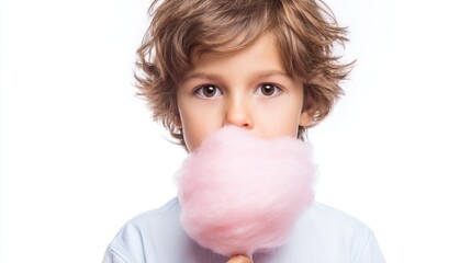 Close-up of a child with cotton candy