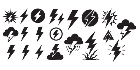 thunder silhouette set vector illustration
