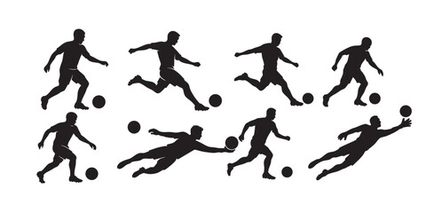 soccer player  silhouette set vector illustration