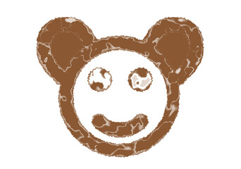 Textured Smiling Bear Face with Eroded Grunge Look – Transparent Background