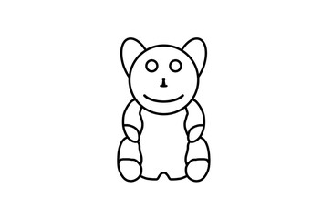 Cute Teddy Bear Outline Cartoon with Transparent Background
