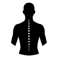 Flat Black Silhouette Vectors of Human Body and Internal Organs on White Background