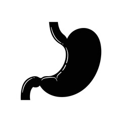 Flat Black Silhouette Vectors of Human Body and Internal Organs on White Background