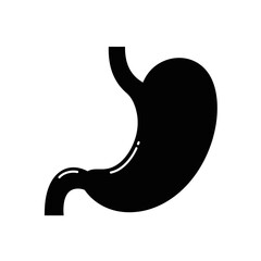 Flat Black Silhouette Vectors of Human Body and Internal Organs on White Background