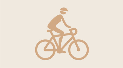 Fototapeta premium Simple Icon of a Person Riding a Bicycle on a Light Background