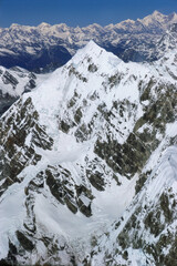 Naklejka premium aerial of Himalayas mount Everest himalayan range Kathmandu Nepal Asia