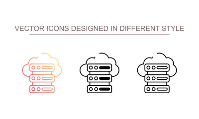 Cloud Server icon design with white background stock illustration