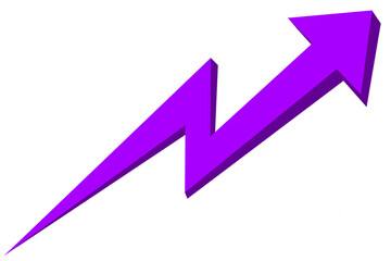 Purple arrow up isolated on transparent background. Grow up arrow design. Business, money, icon, element, symbol. Png