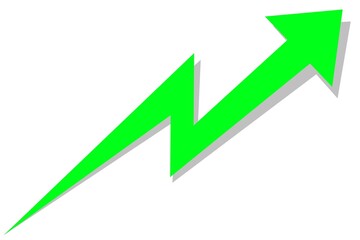 Green arrow design on transparent background. Business, marketing, finance icon, element, symbol. Arrow icon with graph zigzag