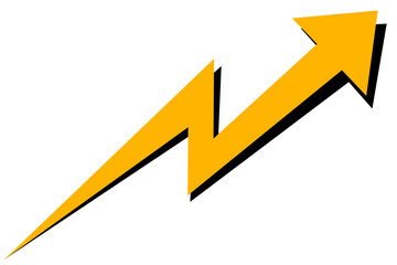 Golden arrow isolated on transparent background. Grow up arrow design. Business icon, element, symbol