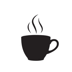Coffee Cup Silhouette: Classic Mug with Rising Steam - Vector Illustration