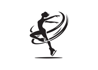 Figure Skating Twirl Silhouette Vector