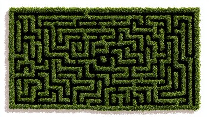 Intricate green hedge maze
