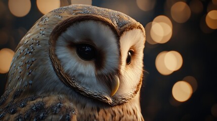 Majestic Barn Owl Portrait: A Nighttime Encounter