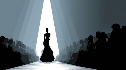 Fashion show runway with spotlight