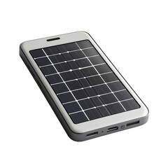 Portable charger with solar panel for mobile phones and other devices isolated on transparent  background png