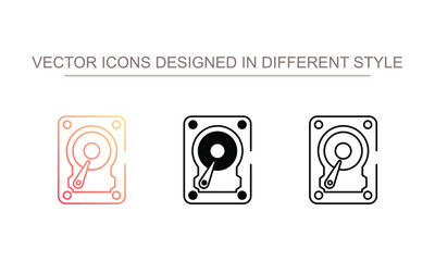 Hard Disc Device icon design with white background stock illustration