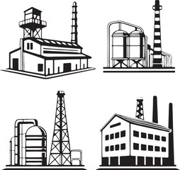 Obraz premium Silhouette industrial icons transparent