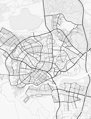 Be-er Sheva City Map. Minimalist black and white line art poster for printing, wallpaper, wall art...