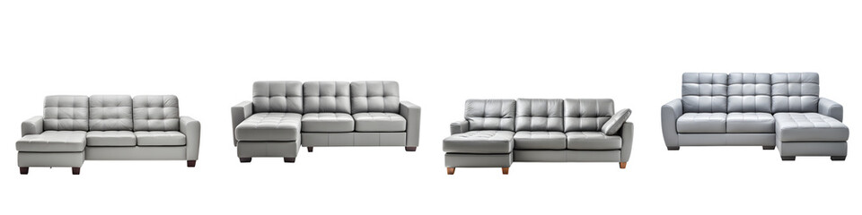 Fototapeta premium Modern sectional sofas with sleek designs and contrasting textures, perfect for contemporary living spaces. Ideal for home decor, interior design, and furniture showcases.