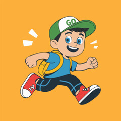 boy running vector illustration