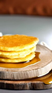 Paraguayan chipa guasu, a corn cake similar to cornbread, presented on a rustic wooden board. A traditional and flavorful dish from Paraguay