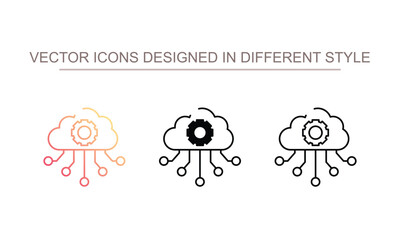Cloud Technology icon design with white background stock illustration
