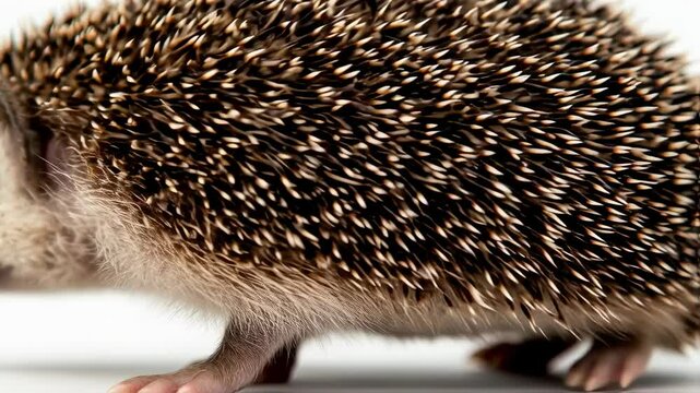 Captivating Close-Up of a Hedgehog with Striking Spines on a Light Backdrop