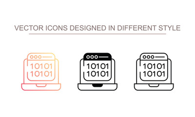 Binary Code Storage icon design with white background stock illustration