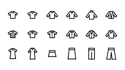 いろいろな洋服のアイコンイラストセット
