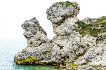 Coastal rocks near water.  Erosion sculpted forms