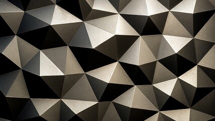 Monochrome low poly triangle background in grayscale shades with abstract 3D polygonal design