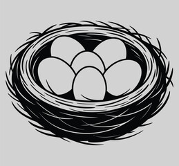 Nest with Eggs: A meticulously crafted image reveals a nest filled with eggs, a symbol of new life, growth, and the natural world.