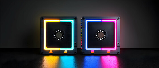 Neon Glowing Retro Cassette Tapes
