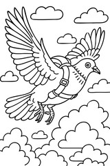 Pigeon Bird Doodle Line Art Work