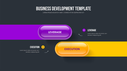 Product Insight Two Element Infographic Slide Design. Marketing Performance 2 Option Diagram Presentation Layout. Company Launch Frame Template Vector Illustration.