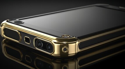 Naklejka premium Gold phone case, modern design