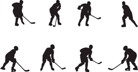 Fototapeta premium Dynamic Ice Hockey Player Silhouettes Perfect for Sports Branding and Logo Design