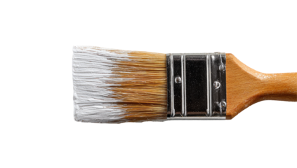 Close-up of a paintbrush with white paint